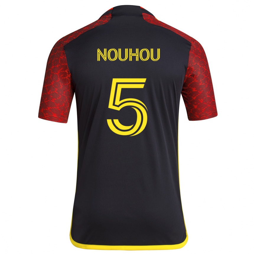 Kids Football Nouhou #5 Red Black Away Jersey 2024/25 T-Shirt Uk