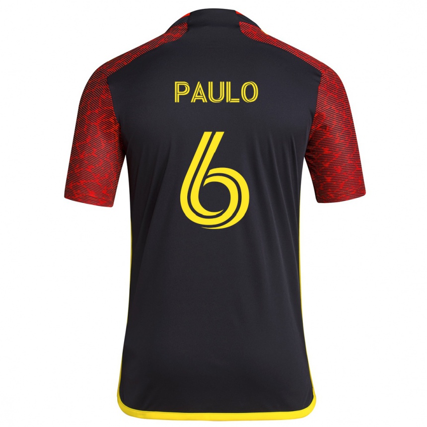 Kids Football João Paulo #6 Red Black Away Jersey 2024/25 T-Shirt Uk