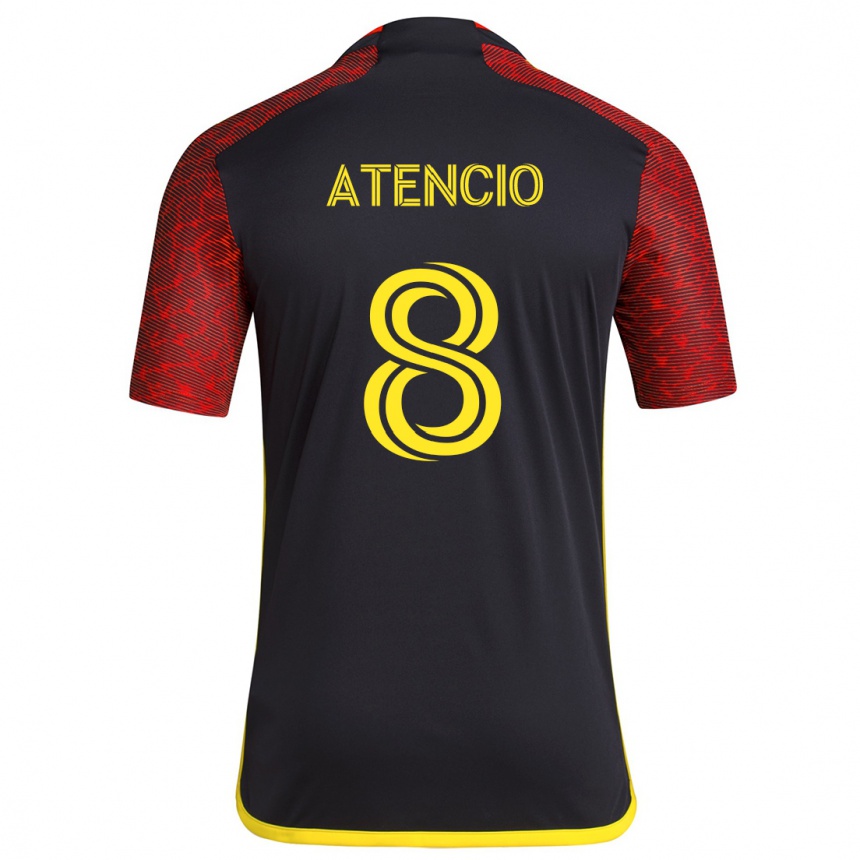 Kids Football Josh Atencio #8 Red Black Away Jersey 2024/25 T-Shirt Uk