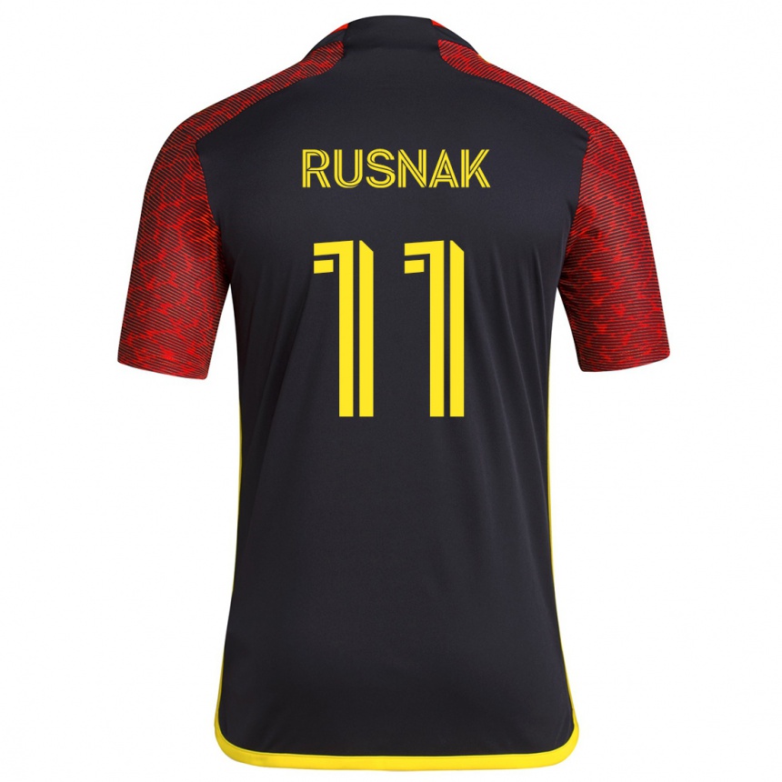 Kids Football Albert Rusnák #11 Red Black Away Jersey 2024/25 T-Shirt Uk