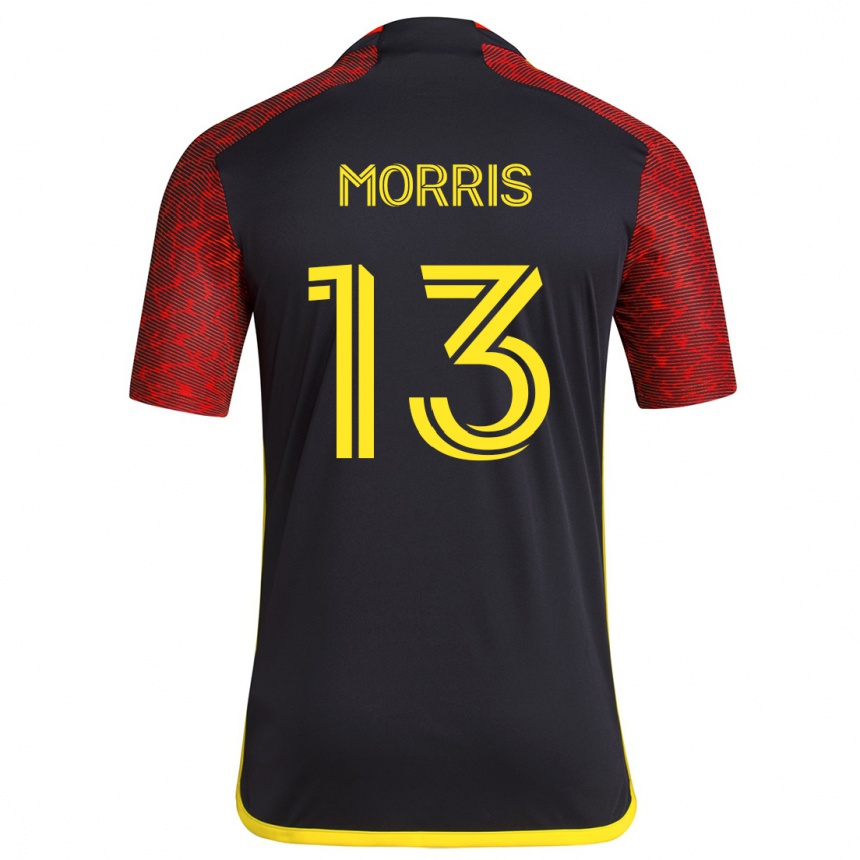 Kids Football Jordan Morris #13 Red Black Away Jersey 2024/25 T-Shirt Uk