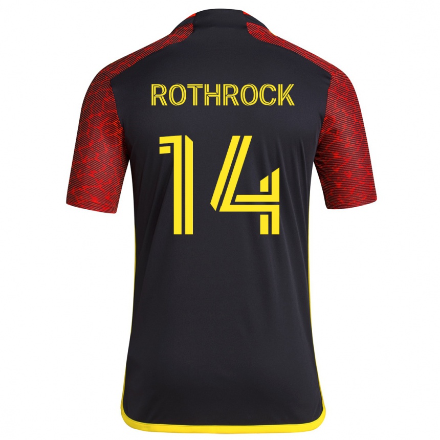 Kids Football Paul Rothrock #14 Red Black Away Jersey 2024/25 T-Shirt Uk