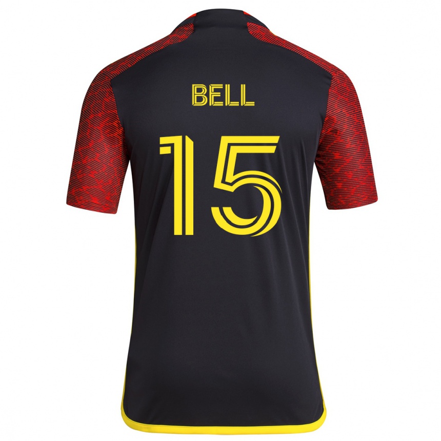 Kids Football Jon Bell #15 Red Black Away Jersey 2024/25 T-Shirt Uk