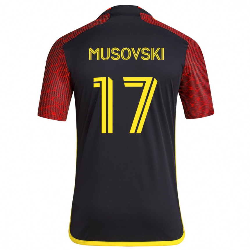 Kids Football Danny Musovski #17 Red Black Away Jersey 2024/25 T-Shirt Uk