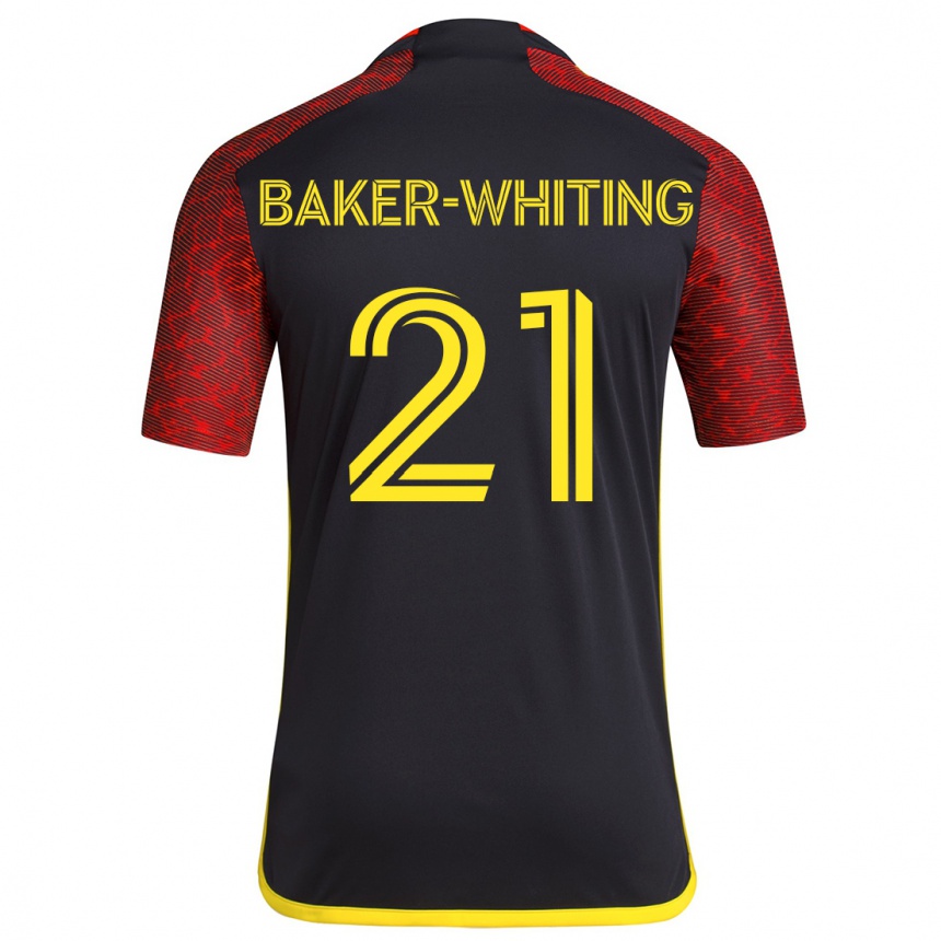 Kids Football Reed Baker-Whiting #21 Red Black Away Jersey 2024/25 T-Shirt Uk