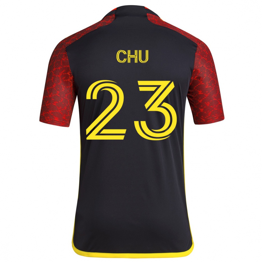 Kids Football Léo Chú #23 Red Black Away Jersey 2024/25 T-Shirt Uk