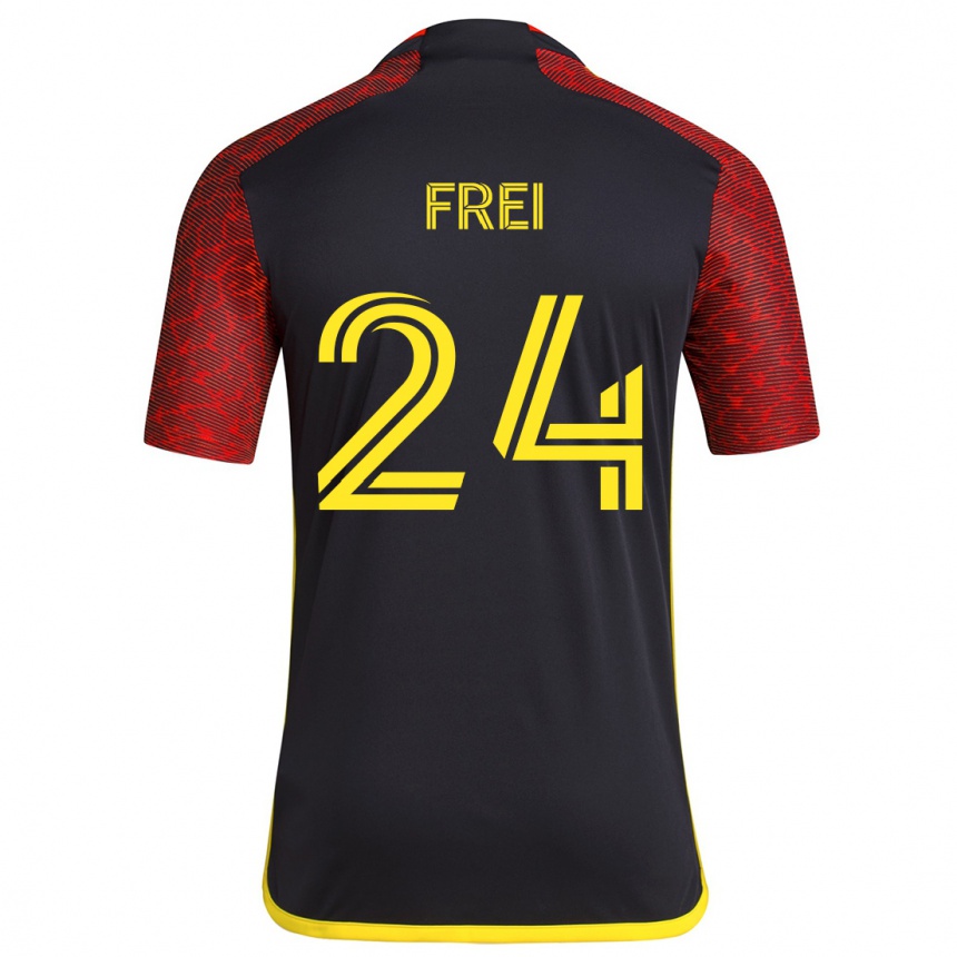 Kids Football Stefan Frei #24 Red Black Away Jersey 2024/25 T-Shirt Uk