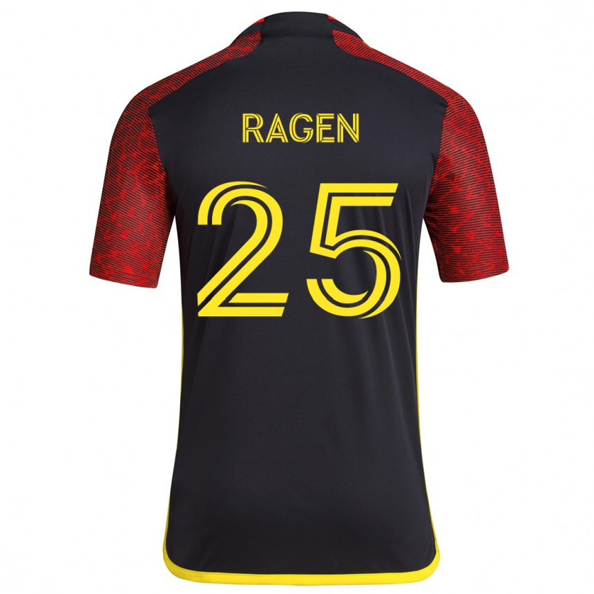 Kids Football Jackson Ragen #25 Red Black Away Jersey 2024/25 T-Shirt Uk