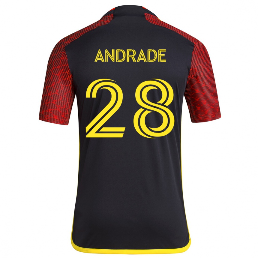 Kids Football Yeimar Gómez Andrade #28 Red Black Away Jersey 2024/25 T-Shirt Uk