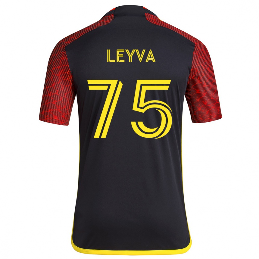 Kids Football Danny Leyva #75 Red Black Away Jersey 2024/25 T-Shirt Uk