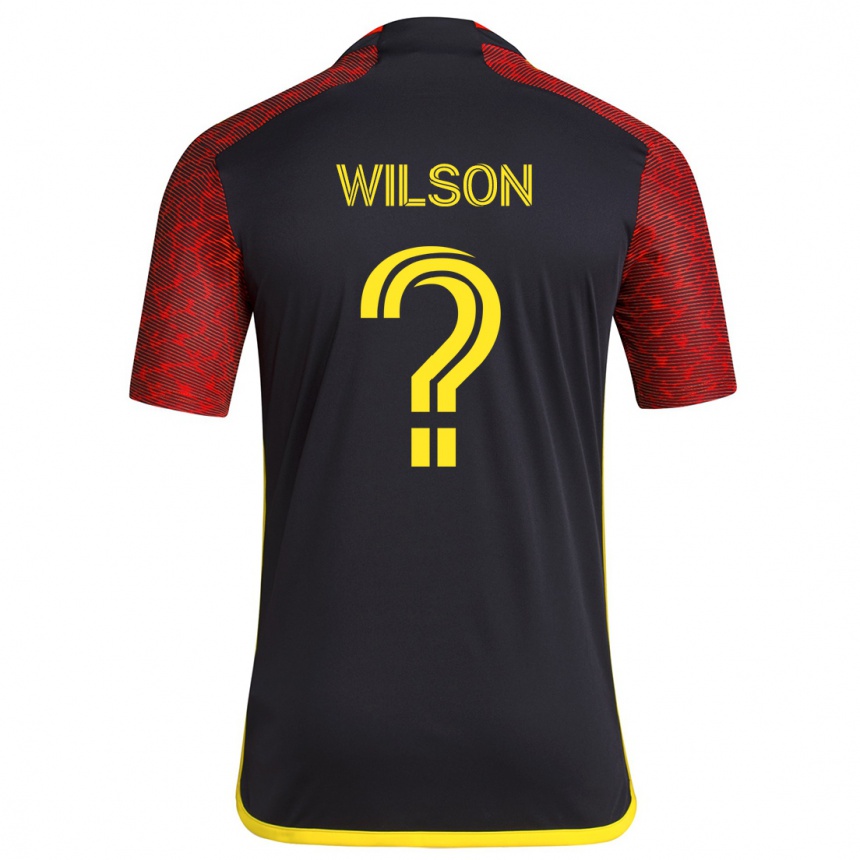 Kids Football Trevor Wilson #0 Red Black Away Jersey 2024/25 T-Shirt Uk