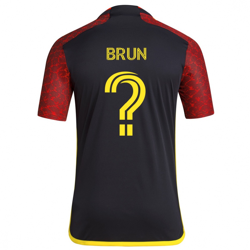 Kids Football Shaun Brun #0 Red Black Away Jersey 2024/25 T-Shirt Uk