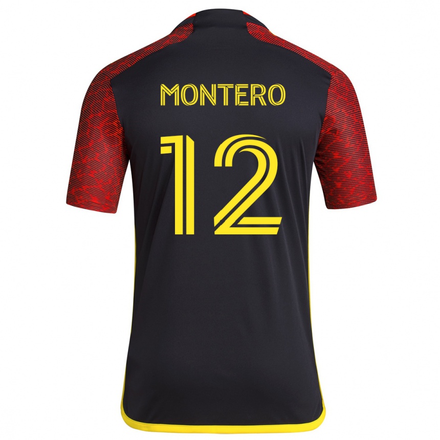 Kids Football Fredy Montero #12 Red Black Away Jersey 2024/25 T-Shirt Uk