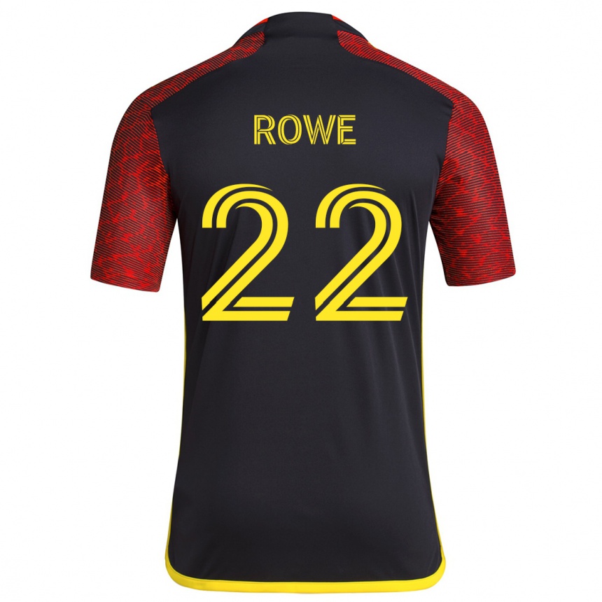 Kids Football Kelyn Rowe #22 Red Black Away Jersey 2024/25 T-Shirt Uk