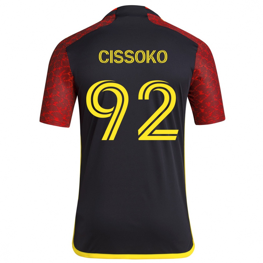 Kids Football Abdoulaye Cissoko #92 Red Black Away Jersey 2024/25 T-Shirt Uk