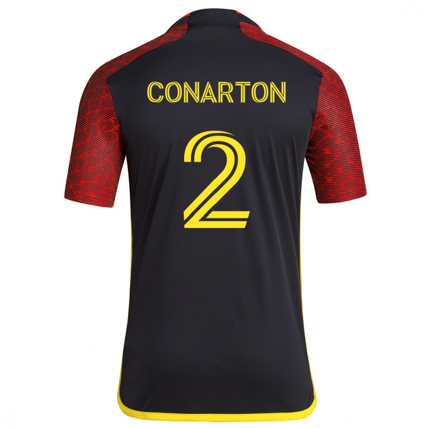 Kids Football Alyssa Conarton #2 Red Black Away Jersey 2024/25 T-Shirt Uk