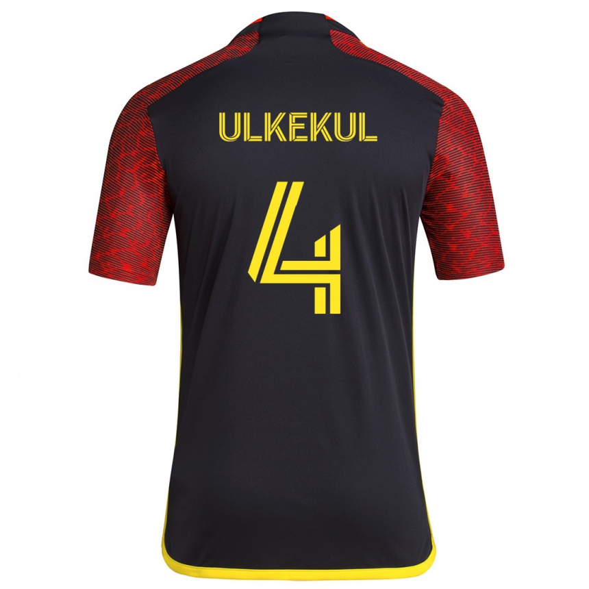 Kids Football Jodi Ulkekul #4 Red Black Away Jersey 2024/25 T-Shirt Uk