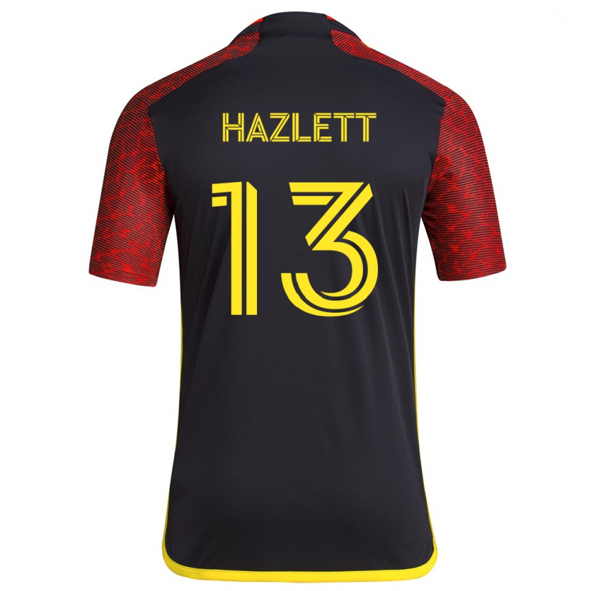 Kids Football Kimberly Hazlett #13 Red Black Away Jersey 2024/25 T-Shirt Uk