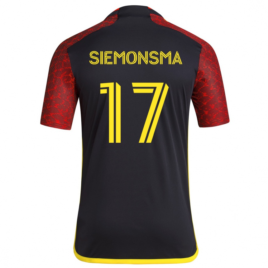 Kids Football Sianna Siemonsma #17 Red Black Away Jersey 2024/25 T-Shirt Uk