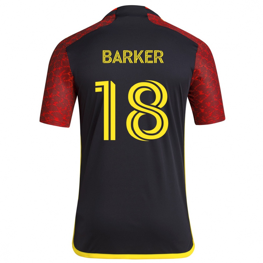 Kids Football Alicia Barker #18 Red Black Away Jersey 2024/25 T-Shirt Uk