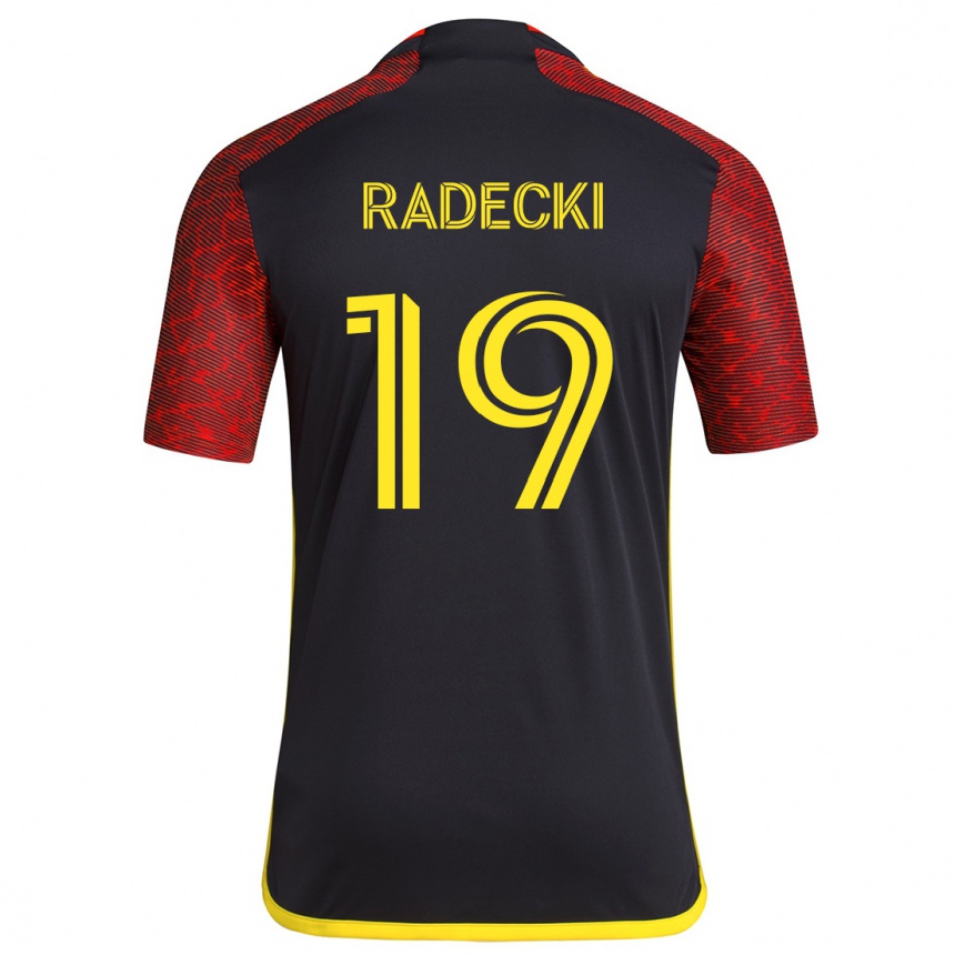 Kids Football Taylor Radecki #19 Red Black Away Jersey 2024/25 T-Shirt Uk