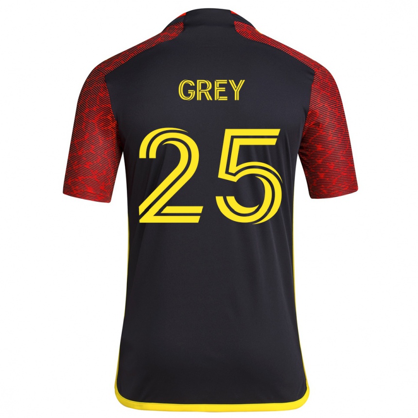 Kids Football Mireya Grey #25 Red Black Away Jersey 2024/25 T-Shirt Uk