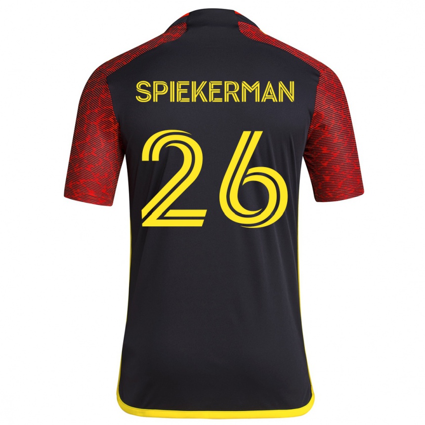 Kids Football Stephanie Spiekerman #26 Red Black Away Jersey 2024/25 T-Shirt Uk