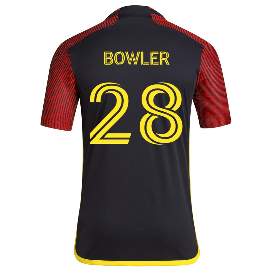 Kids Football Rachel Bowler #28 Red Black Away Jersey 2024/25 T-Shirt Uk