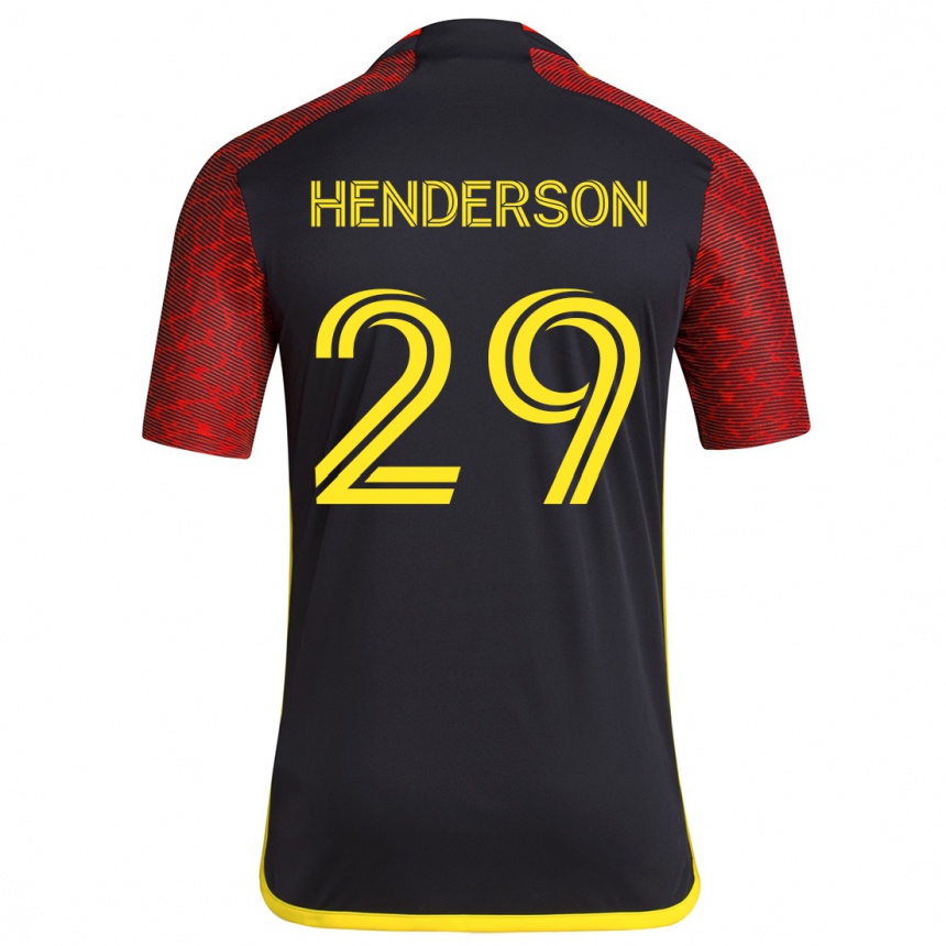 Kids Football Anna Henderson #29 Red Black Away Jersey 2024/25 T-Shirt Uk