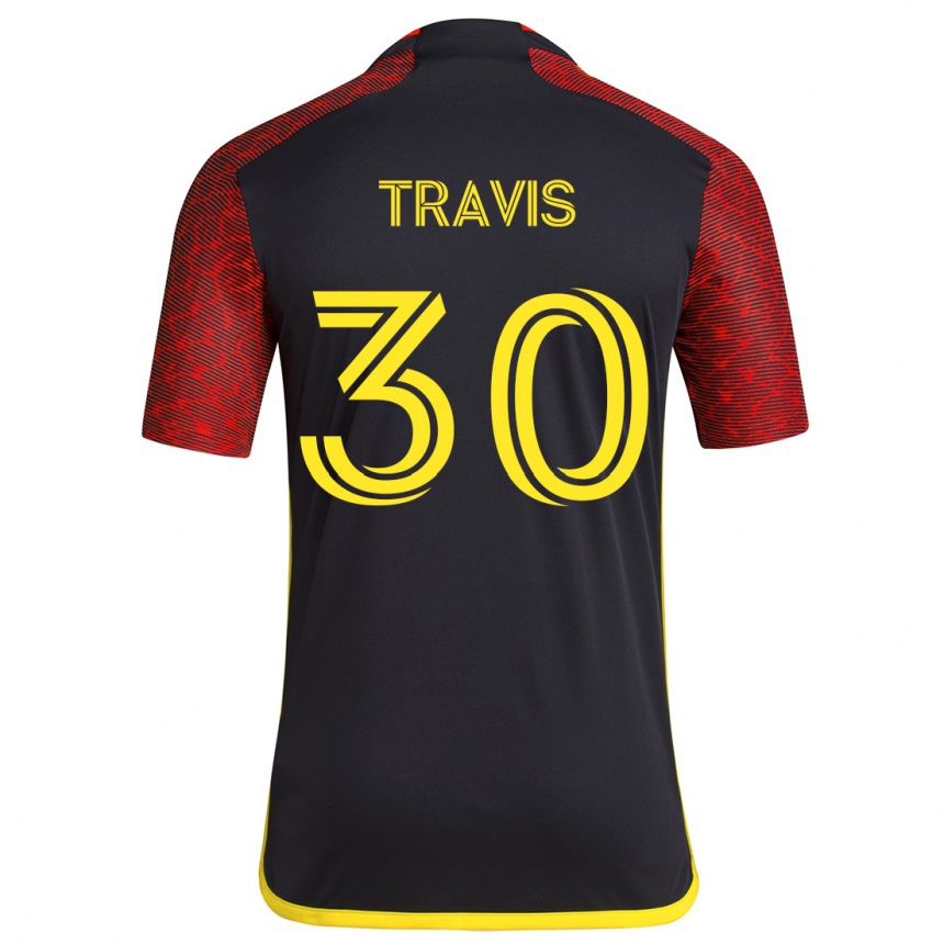 Kids Football Riley Travis #30 Red Black Away Jersey 2024/25 T-Shirt Uk