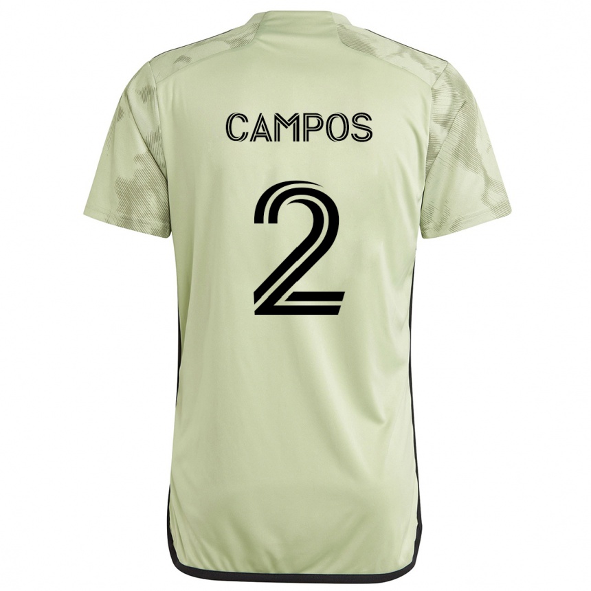 Kids Football Omar Campos #2 Light Green Away Jersey 2024/25 T-Shirt Uk