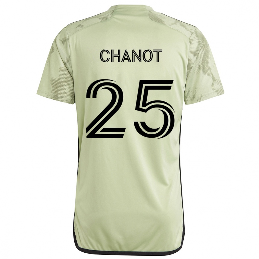 Kids Football Maxime Chanot #25 Light Green Away Jersey 2024/25 T-Shirt Uk