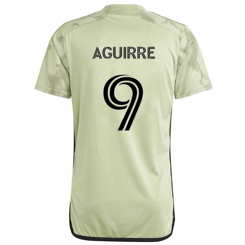 Kids Football Dustin Aguirre #9 Light Green Away Jersey 2024/25 T-Shirt Uk