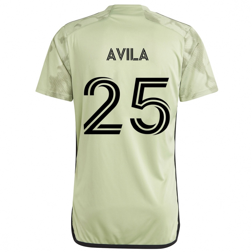 Kids Football Armando Avila #25 Light Green Away Jersey 2024/25 T-Shirt Uk