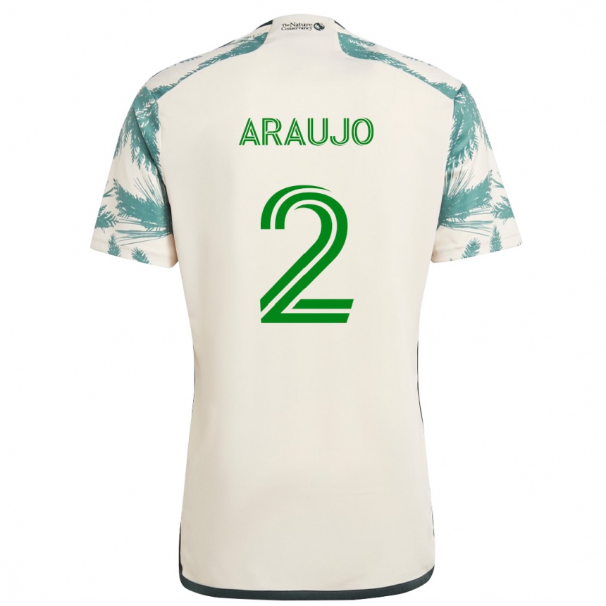 Kids Football Miguel Araujo #2 Beige Brown Away Jersey 2024/25 T-Shirt Uk