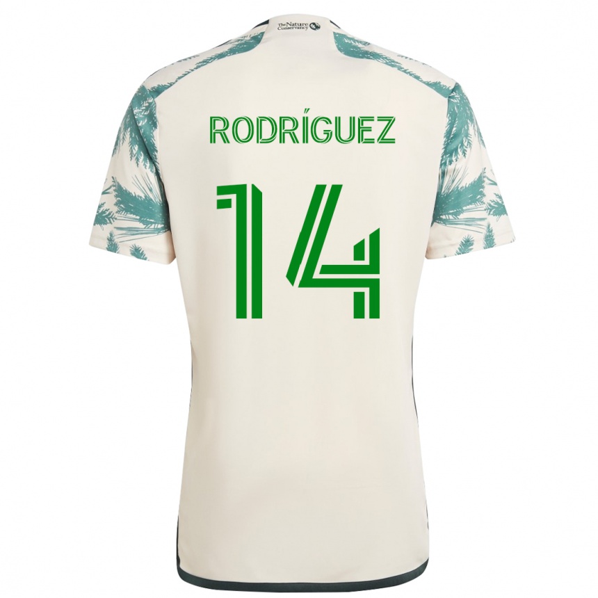 Kids Football Jonathan Rodríguez #14 Beige Brown Away Jersey 2024/25 T-Shirt Uk