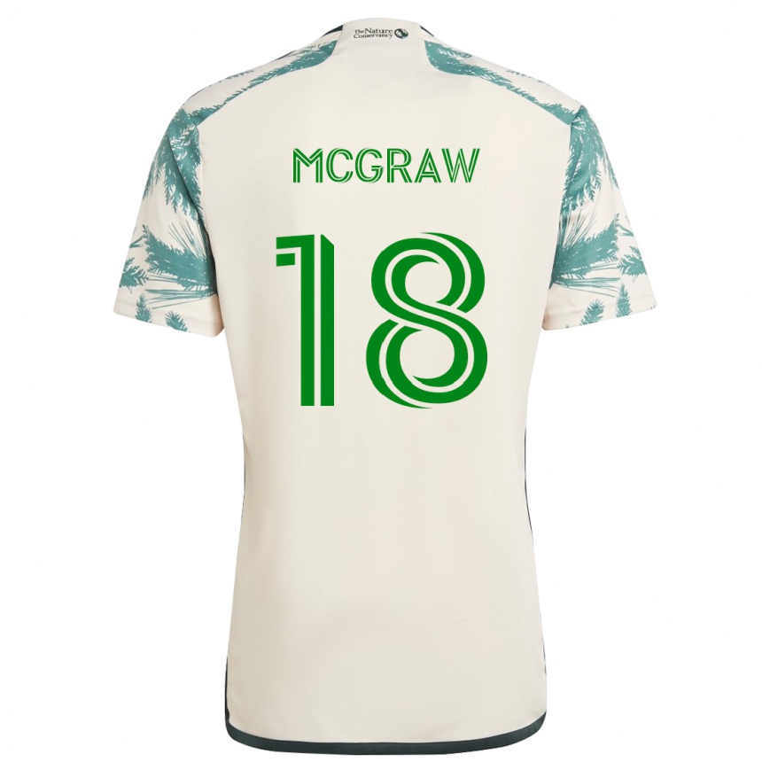 Kids Football Zac Mcgraw #18 Beige Brown Away Jersey 2024/25 T-Shirt Uk