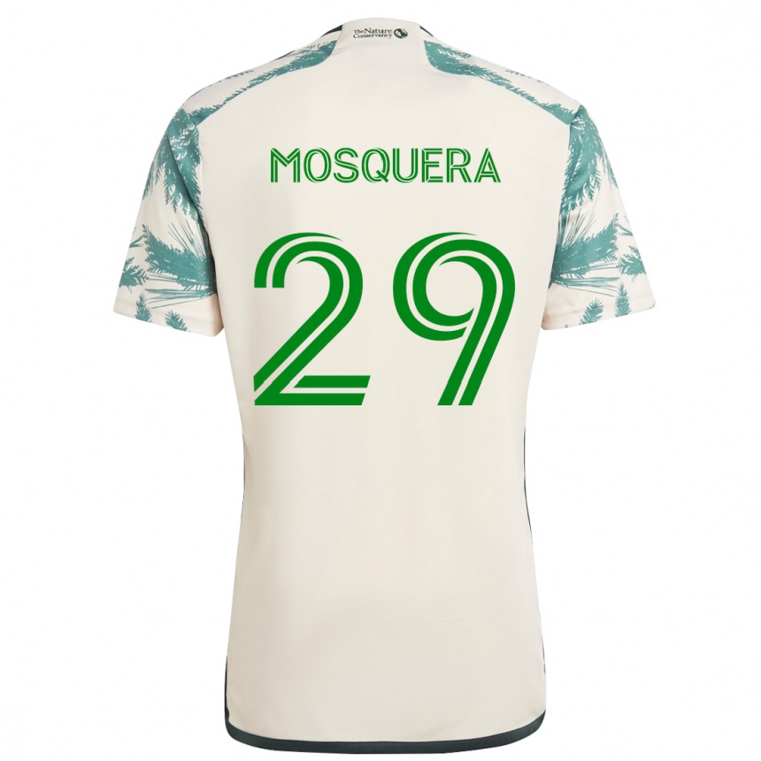 Kids Football Juan David Mosquera #29 Beige Brown Away Jersey 2024/25 T-Shirt Uk