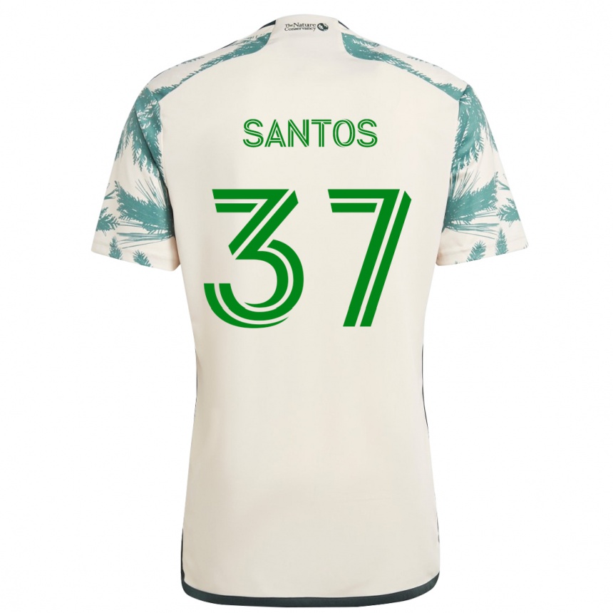 Kids Football Noah Santos #37 Beige Brown Away Jersey 2024/25 T-Shirt Uk