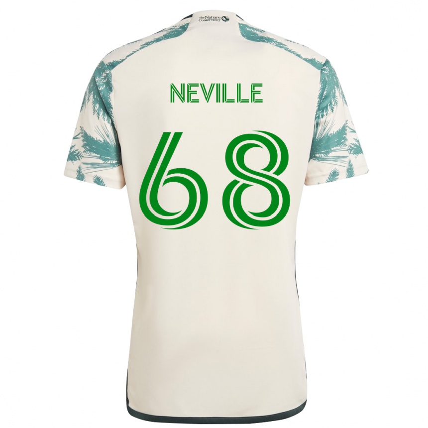 Kids Football Harvey Neville #68 Beige Brown Away Jersey 2024/25 T-Shirt Uk