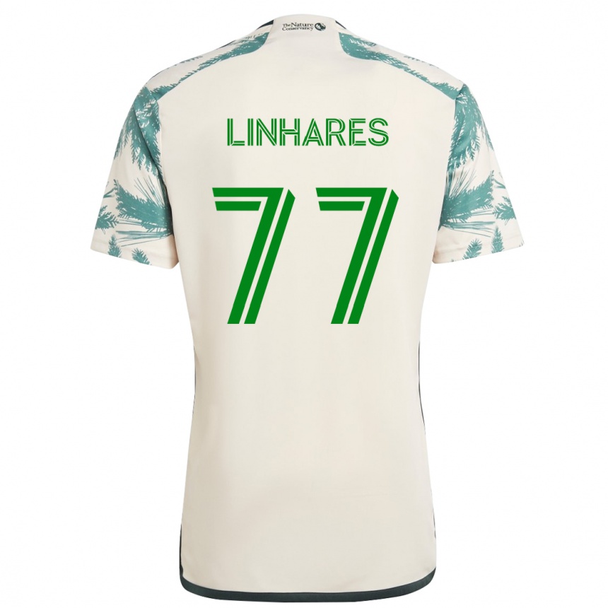 Kids Football Kyle Linhares #77 Beige Brown Away Jersey 2024/25 T-Shirt Uk