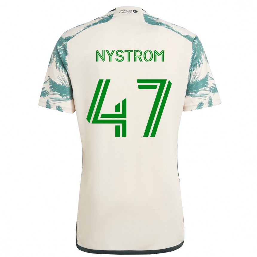 Kids Football Maximo Nystrom #47 Beige Brown Away Jersey 2024/25 T-Shirt Uk