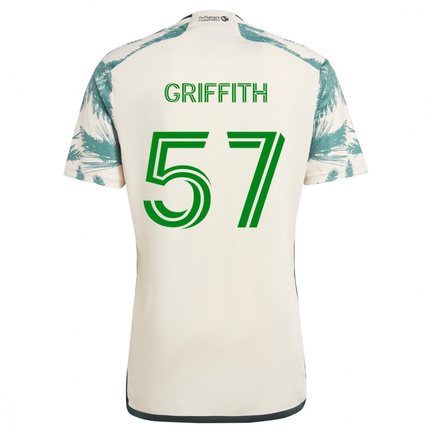 Kids Football Víctor Griffith #57 Beige Brown Away Jersey 2024/25 T-Shirt Uk