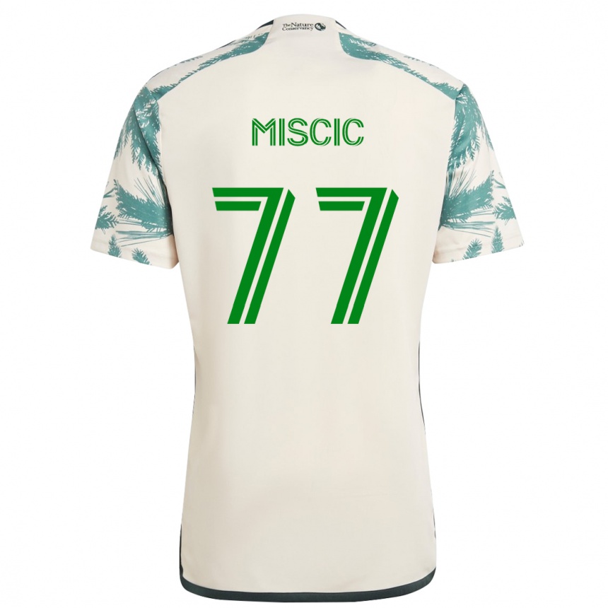 Kids Football Selmir Miscic #77 Beige Brown Away Jersey 2024/25 T-Shirt Uk