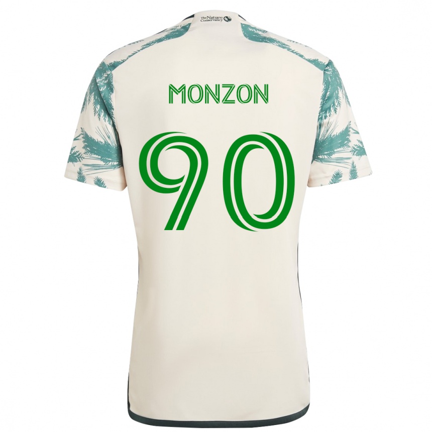 Kids Football Florián Monzón #90 Beige Brown Away Jersey 2024/25 T-Shirt Uk