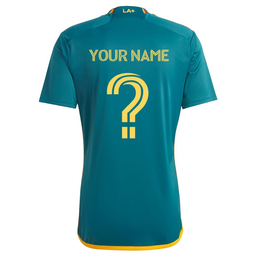 Kids Football Your Name #0 Green Yellow Away Jersey 2024/25 T-Shirt Uk