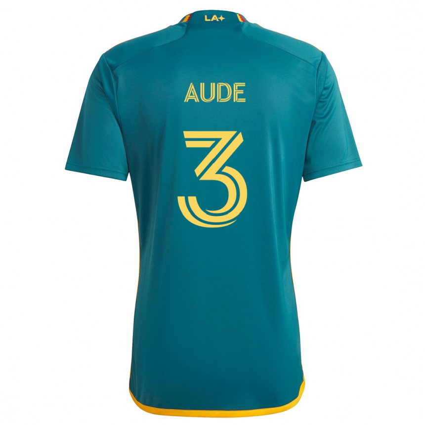 Kids Football Julián Aude #3 Green Yellow Away Jersey 2024/25 T-Shirt Uk