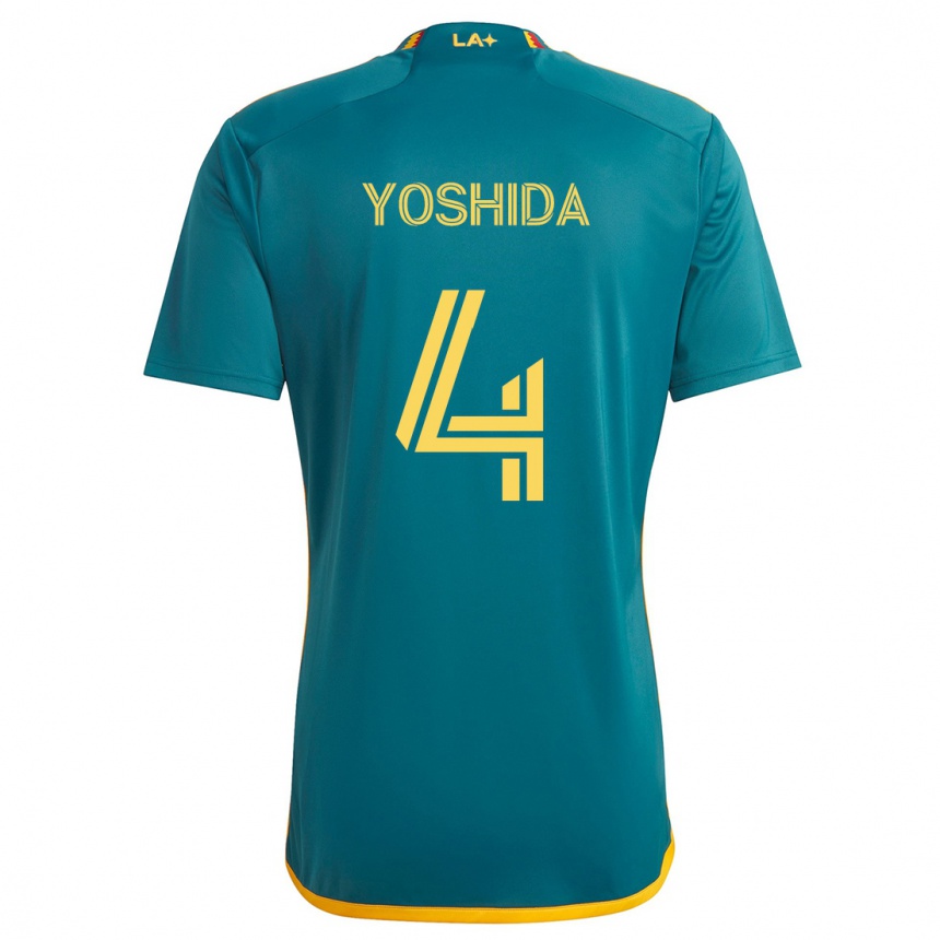 Kids Football Maya Yoshida #4 Green Yellow Away Jersey 2024/25 T-Shirt Uk