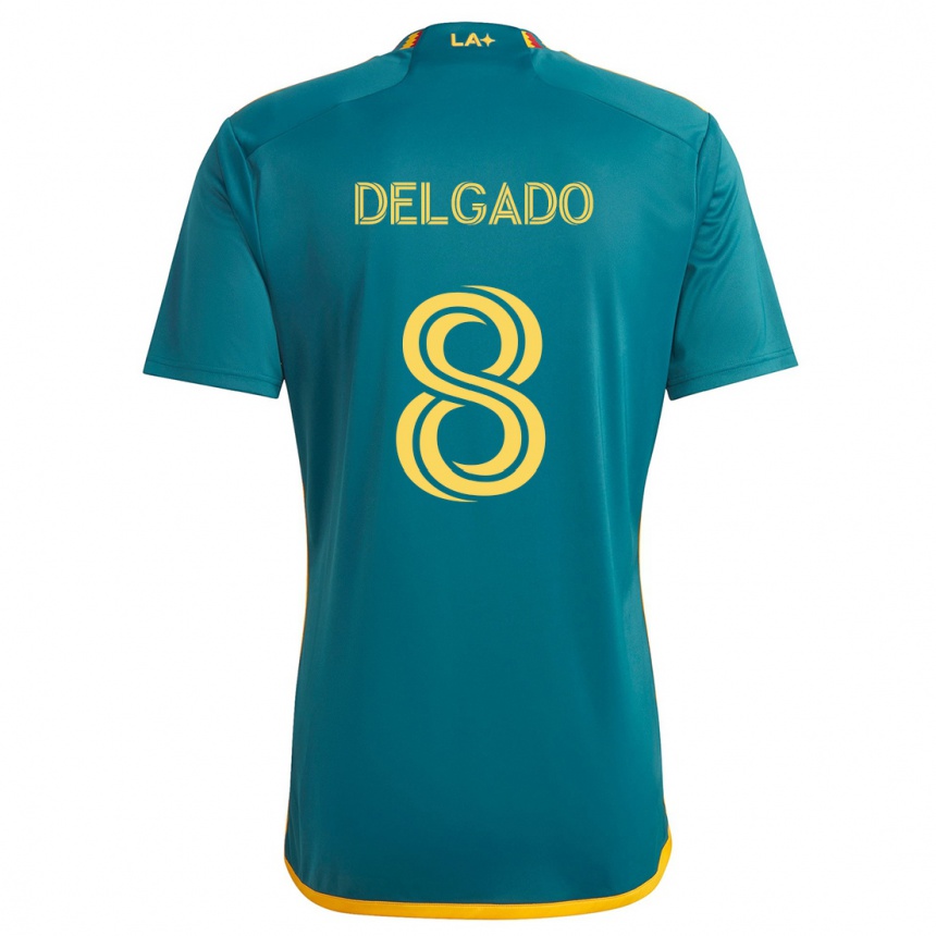 Kids Football Mark Delgado #8 Green Yellow Away Jersey 2024/25 T-Shirt Uk