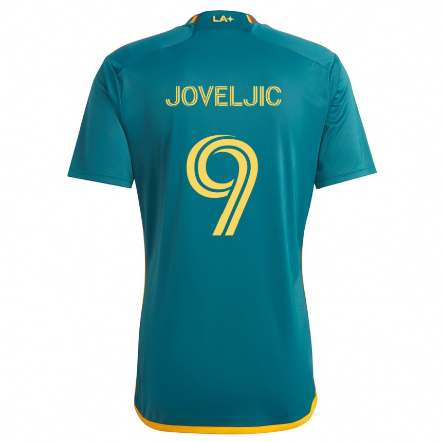 Kids Football Dejan Joveljic #9 Green Yellow Away Jersey 2024/25 T-Shirt Uk